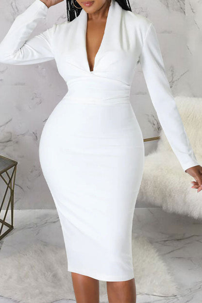 namcoverse Solid Color Elegant  Midi Dress