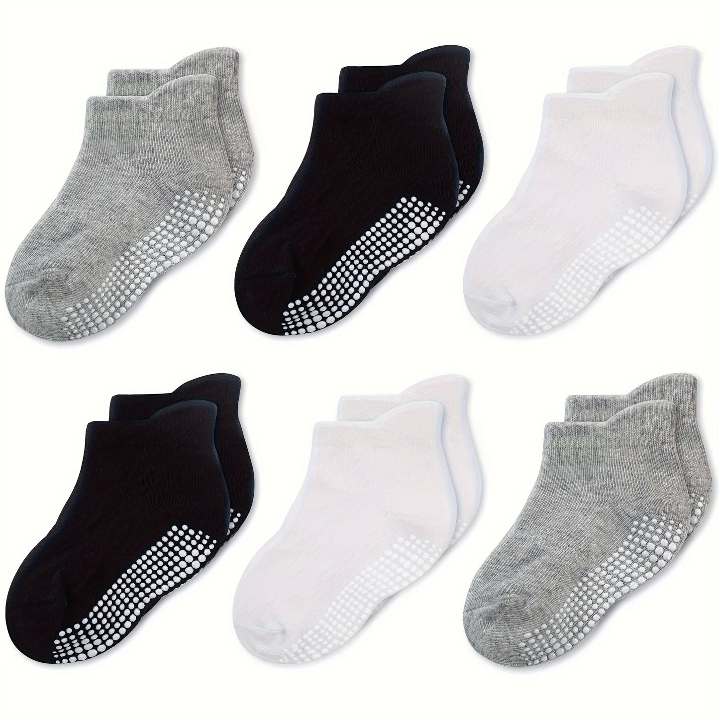 6/12 Pairs Non-Slip Socks With Grippers - Ankle Style For Little Girls And Boys, Infants, Toddlers, Children