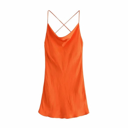 StoreXQ  Summer Slip Dress Women Za  Tie Dye Satin Short Woman Dresses Strappy Sexy Backless Strap Mini Dress Club Party Dresses