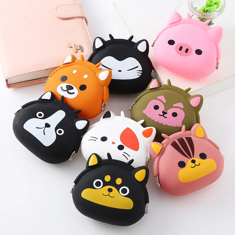 New Coin Purse Mini Silicone Animal Small Purse Lady Key Bag Children Gift Prize Package Bluetooth earphone 10pcs