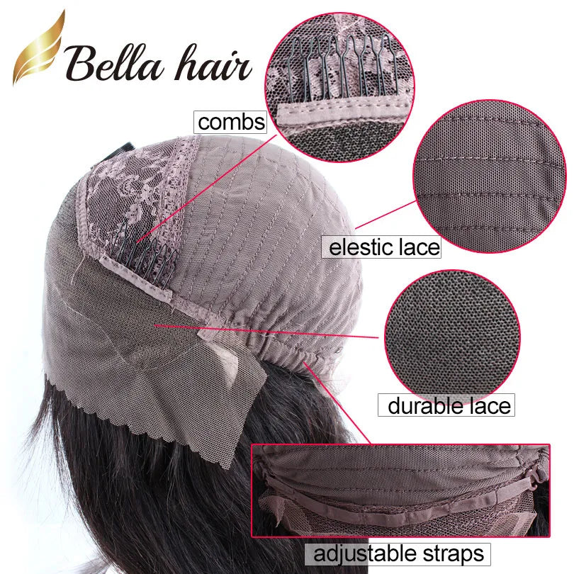 Bella Hair Brazilian Hair Wig Big Wavy Unprocessed Virgin Human Wigs for Black Women Middle Free Part Lace Front Wigss Bellahair Natural Color 13x6 150 Density