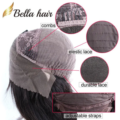 Bella Hair Brazilian Hair Wig Big Wavy Unprocessed Virgin Human Wigs for Black Women Middle Free Part Lace Front Wigss Bellahair Natural Color 13x6 150 Density