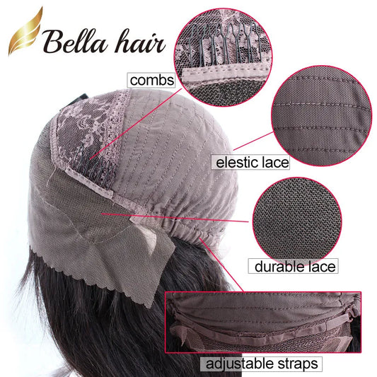 Bella Hair Brazilian Hair Wig Big Wavy Unprocessed Virgin Human Wigs for Black Women Middle Free Part Lace Front Wigss Bellahair Natural Color 13x6 150 Density