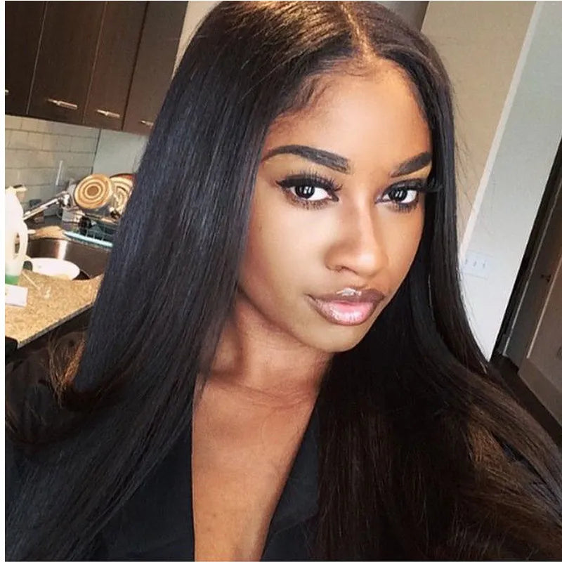 100 virgin unprocessed human hair lace wigs for black women front wig middle part silky straight wig with combs and stretch 150 density 1240inch bellahair