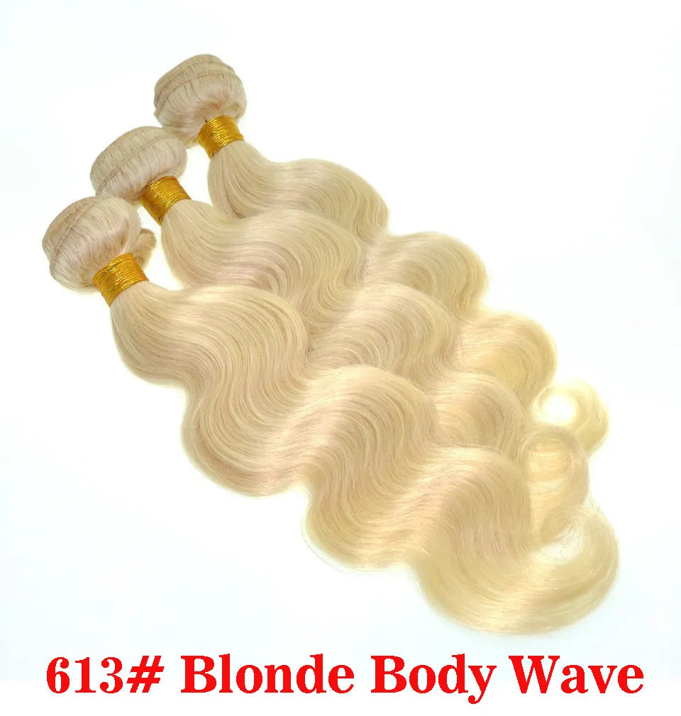 Brazilian Body Wave Human Hair Weaves 613 Blonde Two Tone Color Full Head 3pcs/lot Double Wefts Remy Hair Extensions