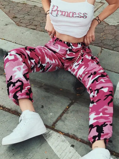 Women High Waist Camouflage Pants Fashion Pantalon Femme Trouser Ankle-Length Sweatpants Cotton Streetwear Camo Pants