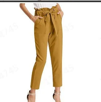 Fashion Pants Women High Waist Elastic Harem Pants Casual Chffion OL Lady Ankle -length Capris Trouser Women Clothing Pencil Pants