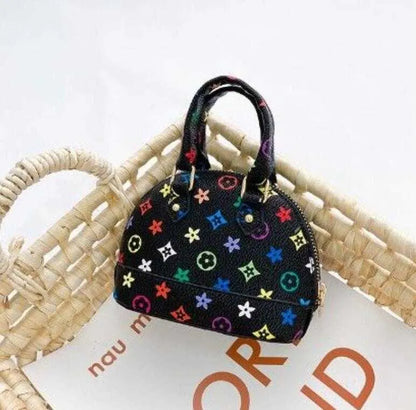 Flowers Printed Children Pattern Letters Single Shoulder Handbags Cylinder Pillow Designer Girls Circular Bucket Bags Kids PU Leather