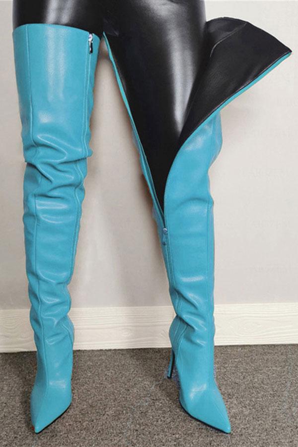 storexq Solid Color Romantic Zipper Stiletto Boots