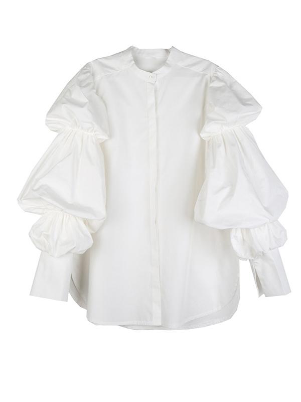 storexq Vintage Layered Puff Sleeve Long Shirt