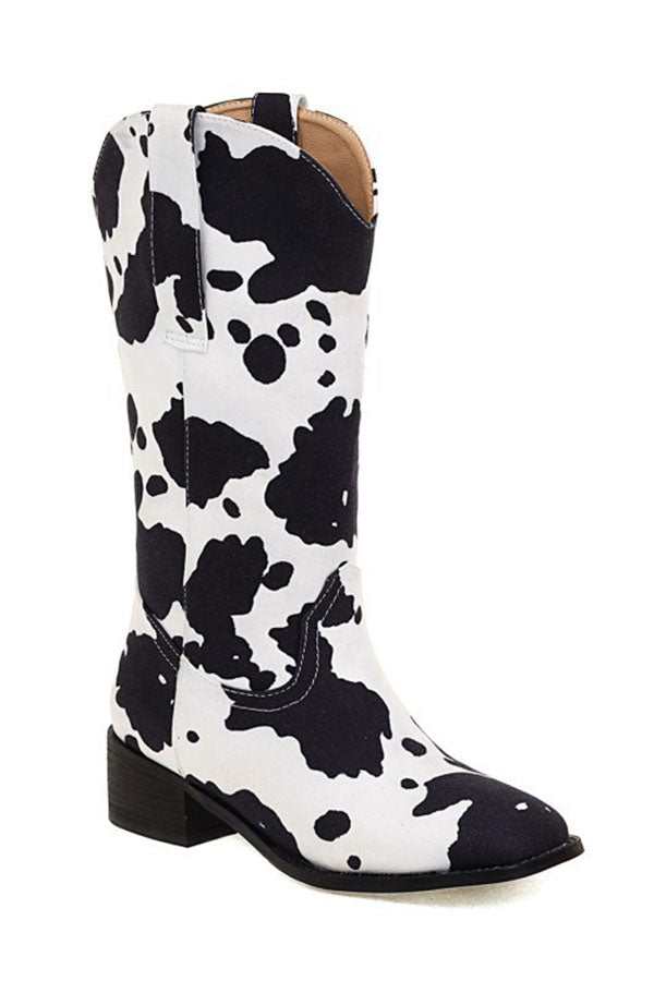 storexq Cow Print Urban Block Boots