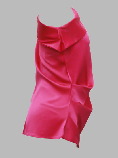 storexq Urban Loose One-Shoulder Fuchsia Shirt Top