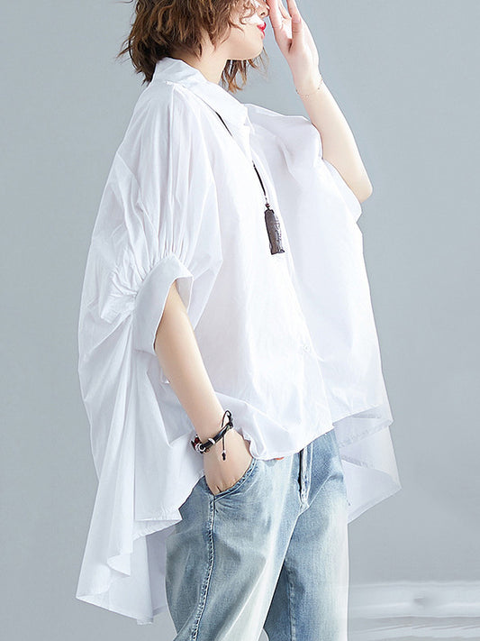 storexq Irregular High-Low Oversize Batwing Sleeve Shirt