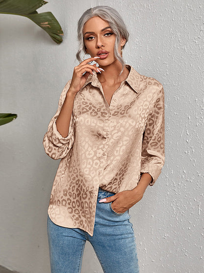 storexq Urban Leopard Long Sleeves Lapel Blouse