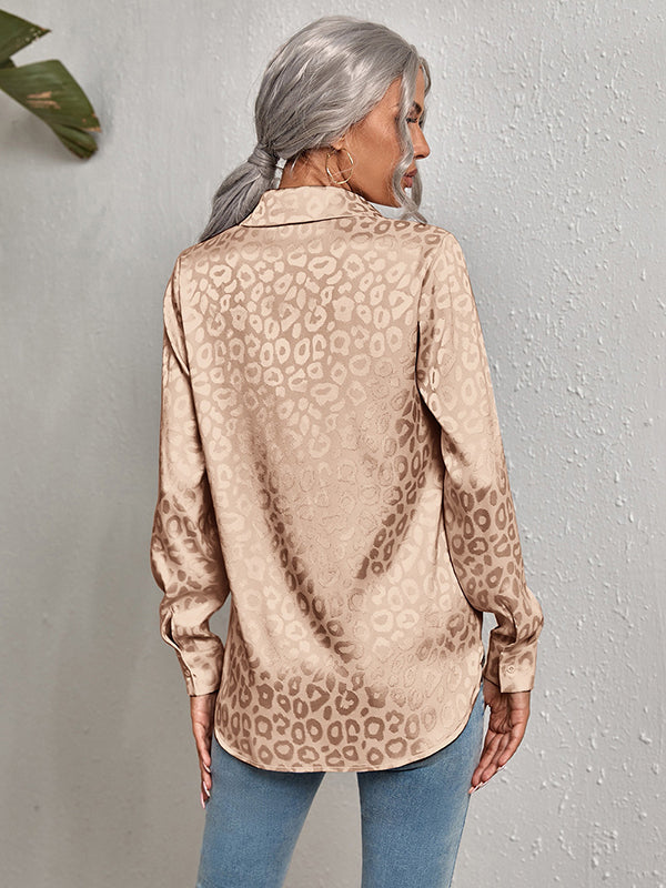 storexq Urban Leopard Long Sleeves Lapel Blouse